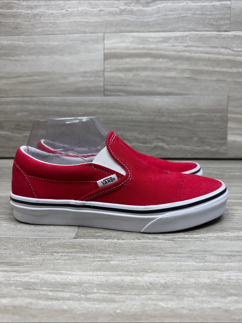 Vans Red Classic Slip-On Canvas Sneakers Womens Size 7